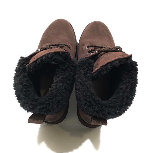 UGG ROMELY HERITAGE LACE UP BOOTS -BROWN -SUEDE / WOOL CUFF -WOMEN’S US 10 -NEW - Picture 6 of 7